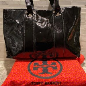 Pre-Loved Tory Burch Black Patent Leather Tote